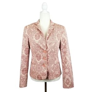 Moschino Jeans cream red floral paisley 3 button front blazer women's size 10